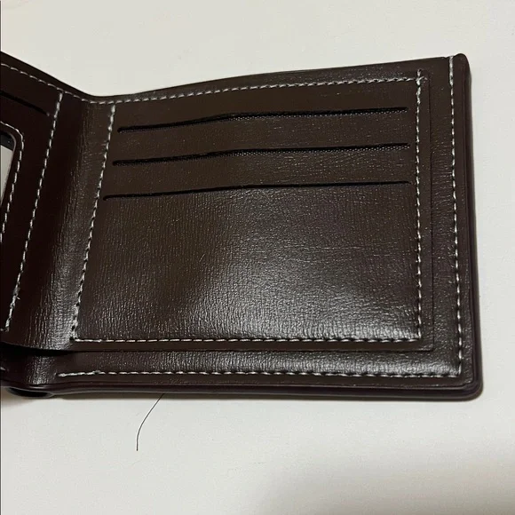 Men's Brown Pu Leather Thin Style Folding Wallet - Picture 5 of 6